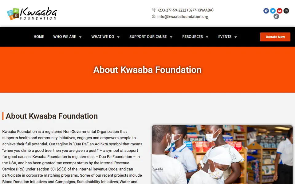 Kwaaba Foundation homepage