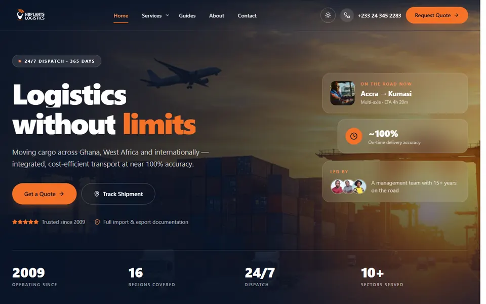 Nii Plants Logistics homepage
