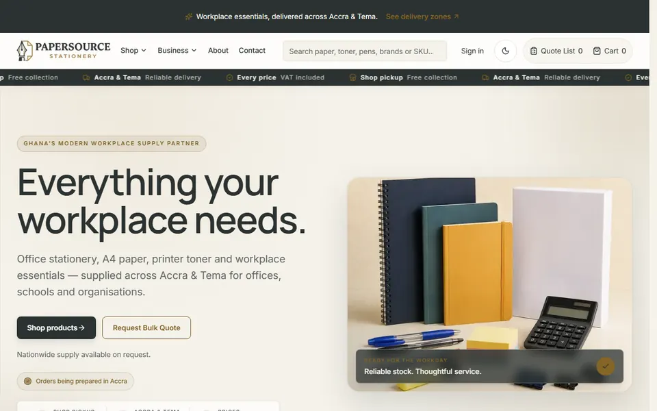 PaperSource Ghana homepage